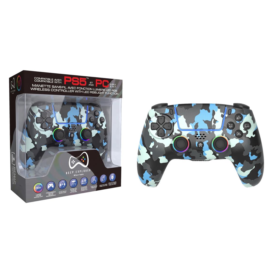 Freaks and Geeks Deep Explorer - Pro RGB Controller Wireless (Camo Blue) (PS5) (3760430320570)