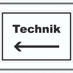 HB-Druck Technik Aufkleber mit Text und Richtungspfeil links Hauswirtschaftsraum waagerecht A2 (420x594mm)