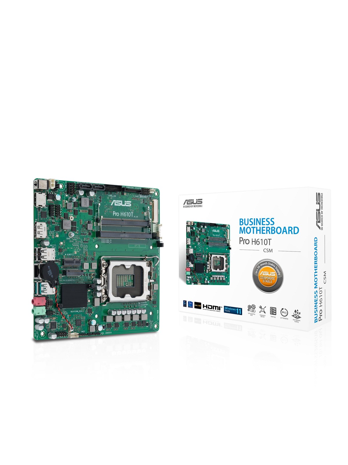ASUS PRO H610T-CSM Mainboard - Intel H610 - Intel LGA1700 - DDR5 RAM - Thin Mini-ITX