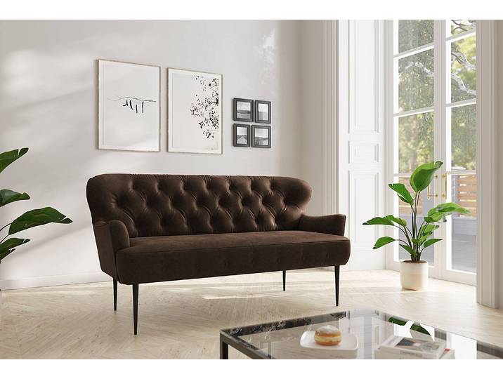 3-Sitzer Sofa Lodging Braun Microfaser Priya 193 x 97 x 87cm Landhaus