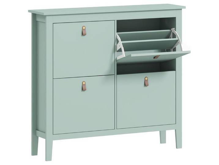 Meuble à chaussures 4 portes 4 étagères JAMIE vert d'eau