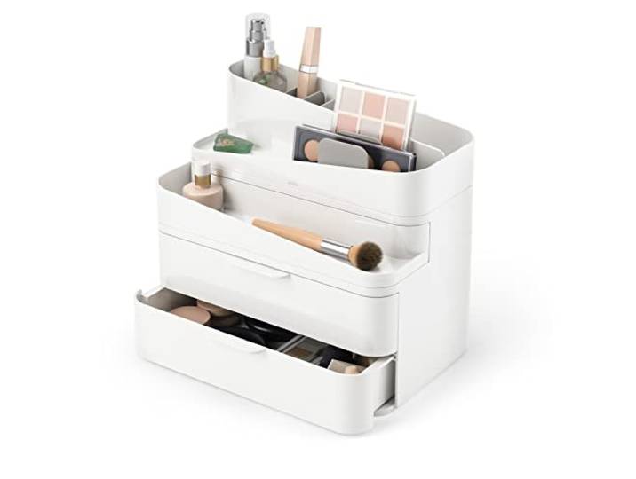 Umbra Glam Kosmetik Organizer, modular stapelbar, Gross, Weiss