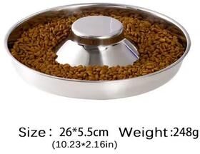 Inspire Select 1pc Stainless Steel Slow Feeder Dog Bowl Puppy Weaning Food & Water Feeding Dish For Small Pets 13.4 In