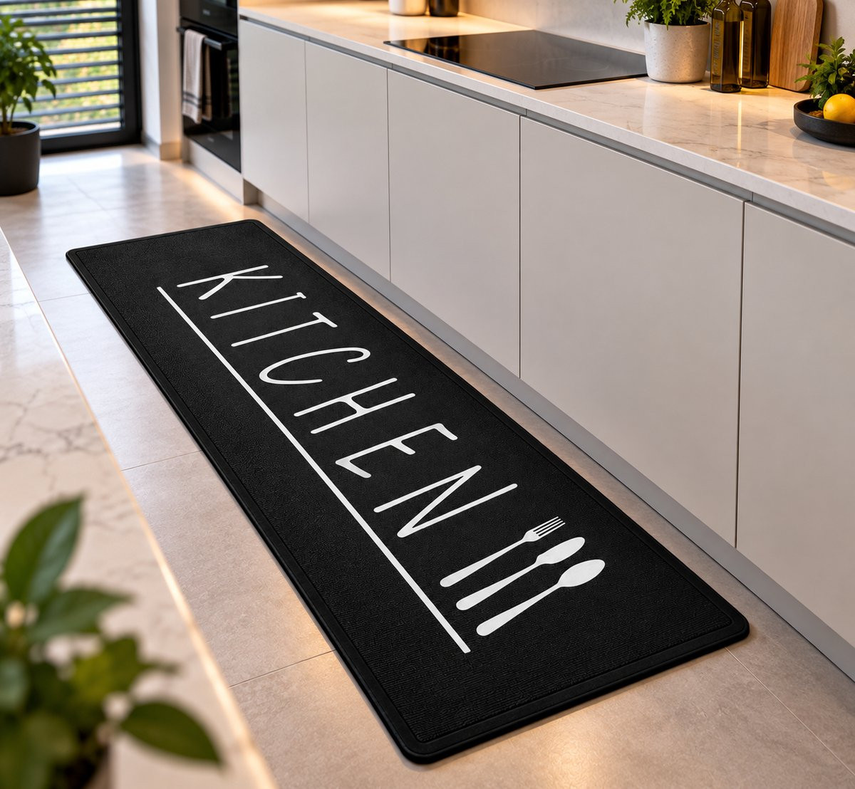 Majestix Keukenloper KITCHEN - Zwart - 80 x 200 cm - Antislip en Wasbaar