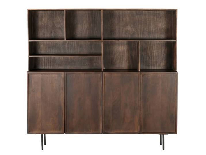 Vaisselier 4 portes 180 cm en bois massif brun