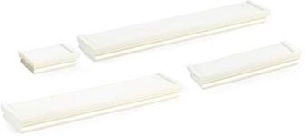 Melannco Set of 4 White Wall Shelves, 24, 20, 12, 6 Inch