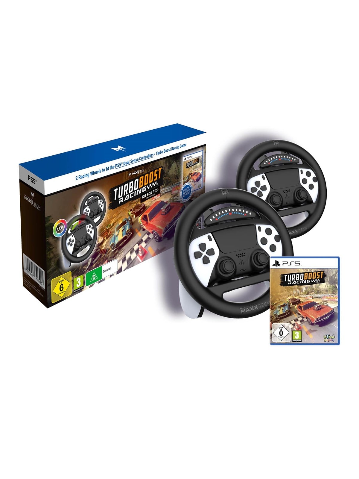 MAXX TECH Turbo Boost Racing Kit - Wireless Lenkrad - Sony PlayStation 5