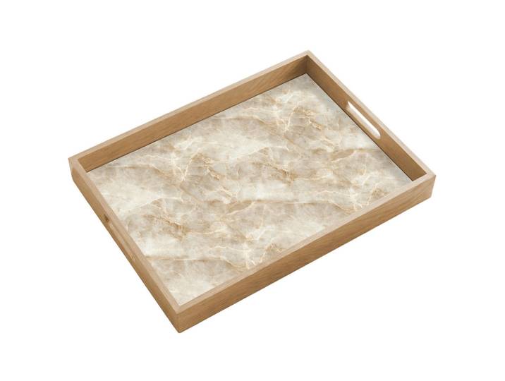 OnlyWow Tablett Hellbeige - Onyx - Dezent 50x35 cm, Beige, Holz, Echtholz,Eiche, Rechteckig, 50x5x5 cm, Geschirr, Tischkultur & Serviergeschirr, Tabletts