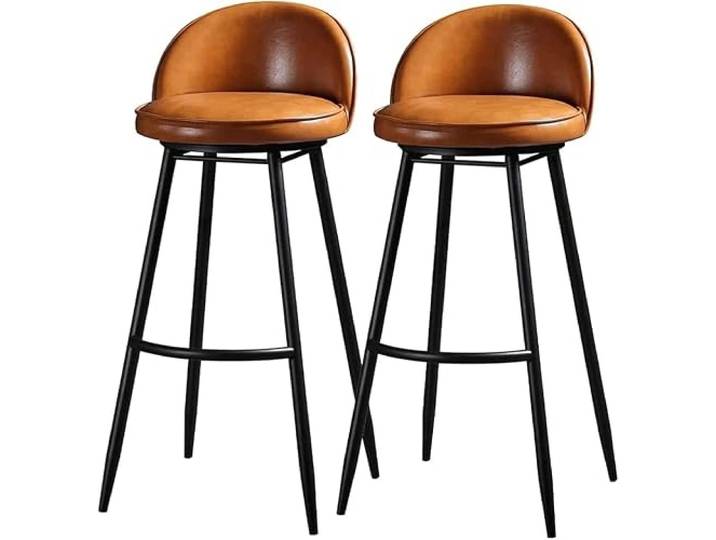 VNCdfhETs Barstuhl 2er Set Barhocker Pu-Ledersitz Metallfuß Barstuhl 360° Drehbar Hohe Hocker rutschfest Barhocker(A,Seat Height 75cm)