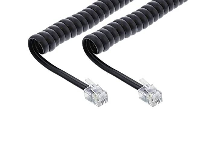 InLine spiraalkabel, RJ10 ST/Max. 4 m, zwart, 1: belegd