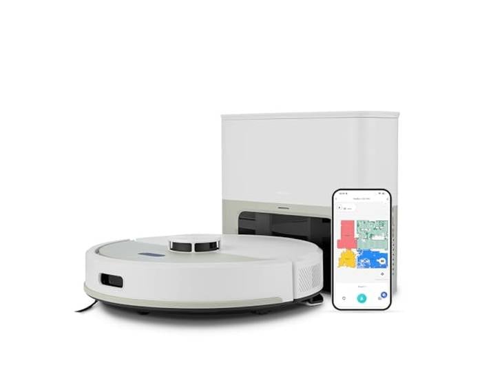 MEDION Robot aspirateur avec Station et Fonction serpillère X22 SW+ (Navigation Laser\, 5.000 Pa\, 2-en-1\, cartographie précise\, Zones interdites\, étages\, MD 100021) Gris