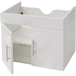 Waschbeckenunterschrank MCW-D16, Waschtischunterschrank Waschtisch Unterschrank Badmöbel, MVG hochglanz 60cm ~ weiß