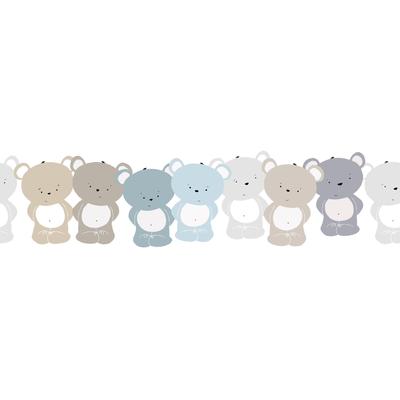 Bordüre A.S. CRÉATION "Cute Bears", weiß (weiß braun grau), B:0,16m L:5m, Papier, Tapeten, Tapete Kinder Borte Wohnzimmer Schlafzimmer Küche Design Kinderzimmer