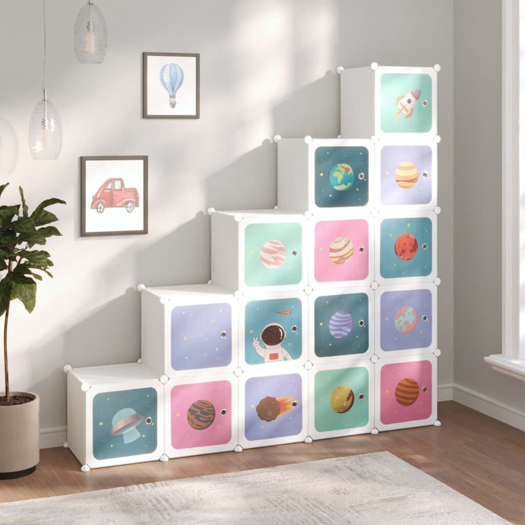 Zoomie Kids Kids Cube Storage Wardrobe White 154cm H X 155cm W X 31.5cm D