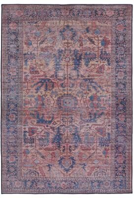 Juniper Home Ainsworth Machine Washable Medallion Blue/ Pink Area Rug