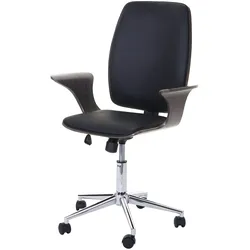 Décoshop26 - Drehbarer Bürostuhl aus gebogenem grauem Kunststoff mit schwarzem Bezug 360°-Drehung 04_0001812