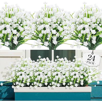 24 künstliche Blumenbündel für den Außenbereich, farbechte Kunstblumen aus Kunststoff, künstliche Pflanzen zur Dekoration in Hängeampeln, für drinnen und draußen, Garten, Veranda, Fensterkasten, Haus,