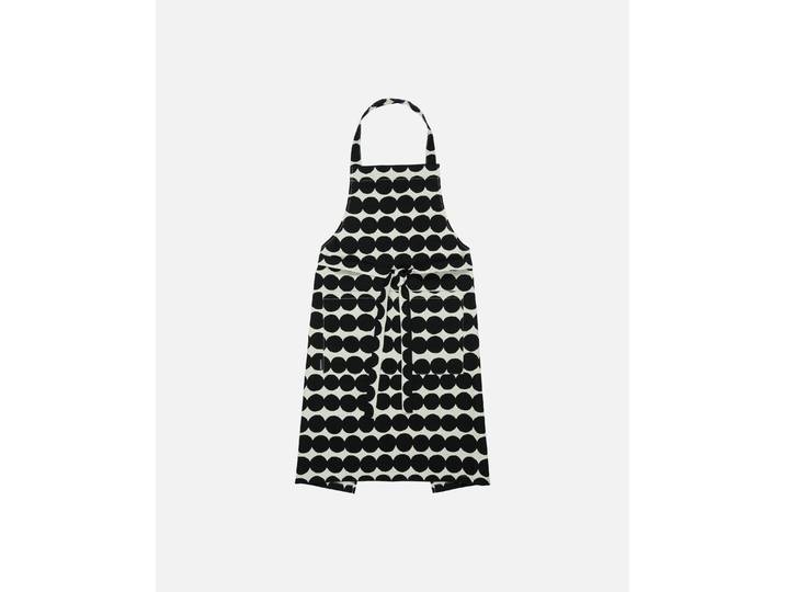 Kochschürze MARIMEKKO RÄSYMATTO , leinen, schwarz, B:84cm L:85cm, Baumwolle, Leinen, Schürzen, Kochschürze, Leinen, schwarz