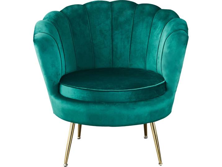Edler Sessel Saija Samt, Metall Grün, Gold B 76 cm T 76 cm H 78 cm - Sessel