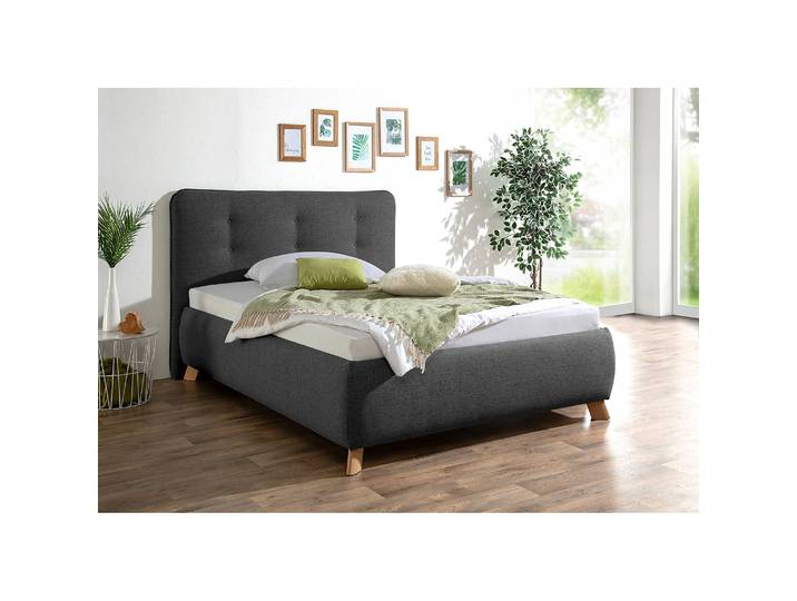 Polsterbett Trotwood 160 x 200cm Material: Textil Beige/Dunkelgrau