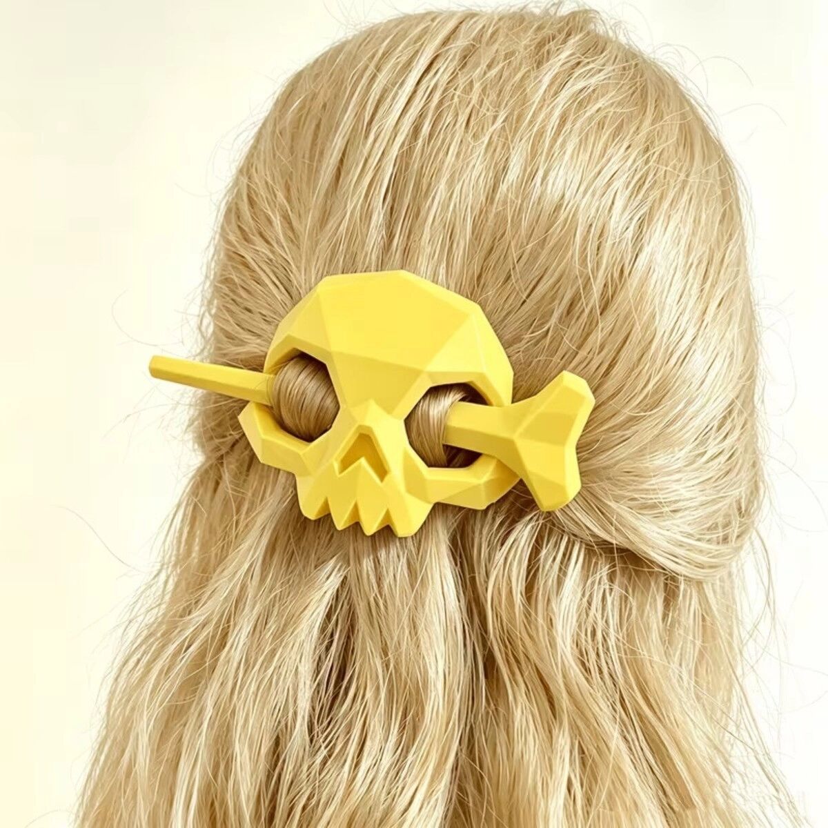 INF Halloween Totenkopf-Haarreif mit Haarklammer - Kreatives PVC-Totenkopf-Party-Accessoire, leicht, sicherer Sitz für Kostüme Gelb