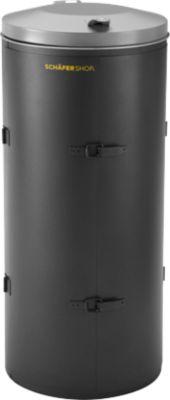 Schäfer Shop Select Abfallbehälter 120 L, Kompakt-Doppeltür, 180° versetzt, beschichtet, silber
