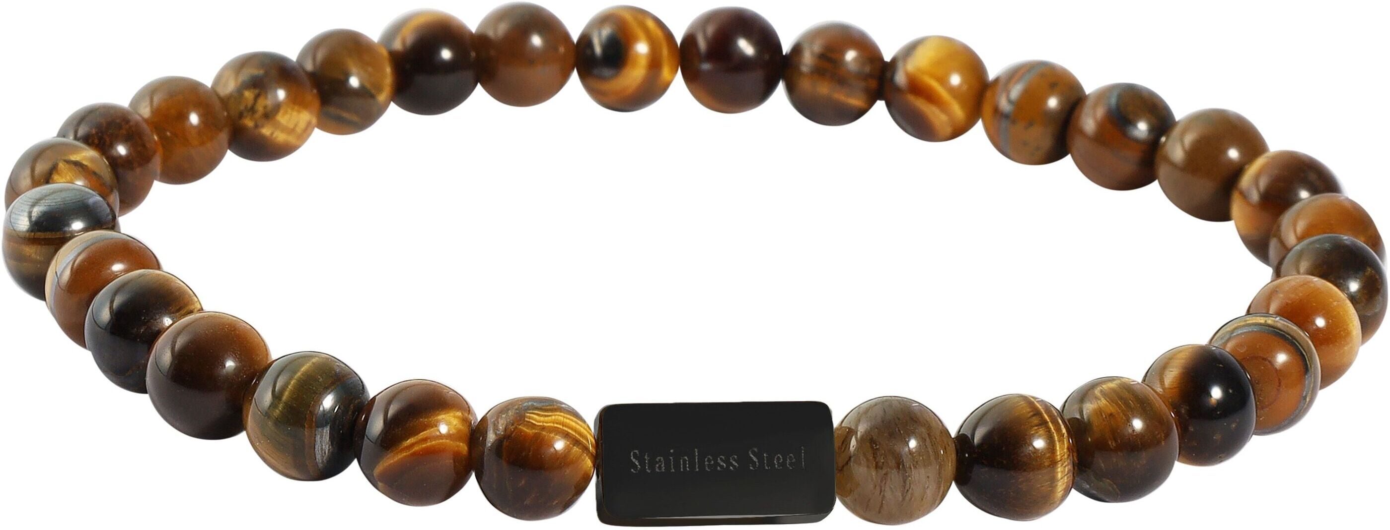 Armband ADELIA´S "Edelstahl Armband Kugelarmband mit Perle und Tigerauge", schwarz, Armbänder, Herren, Edelstahl, Armband