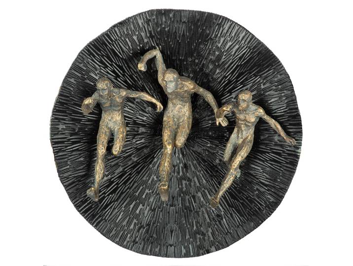 Wanddekoobjekt GILDE Wandobjekt Runners schwarz H. 13 cm , schwarz, B:39cm H:13cm T:39cm, Kunstharz, Wanddekoobjekte, Wanddekoobjekt