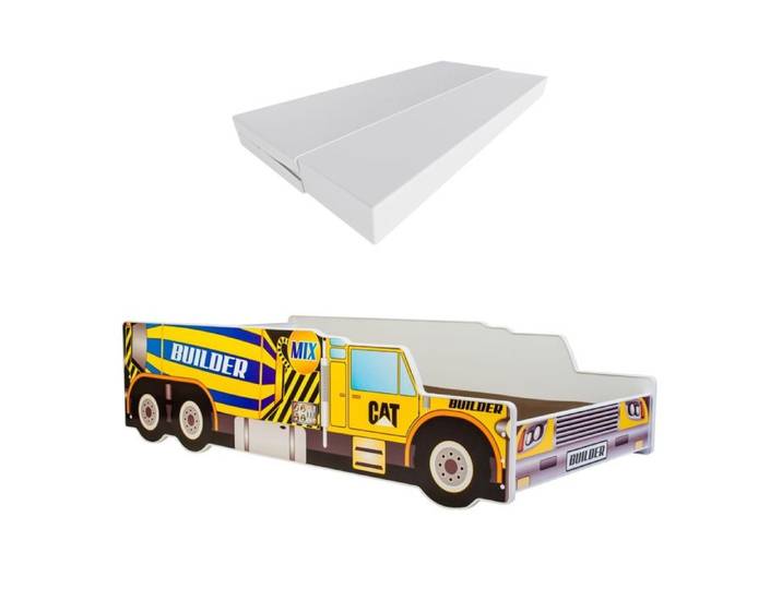 Lit enfant « CAMION-BÉTONNIÈRE » sommier avec matelas 160 x 80 cm.