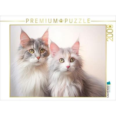 CALVENDO Puzzle Katzen im Pastellstil | 2000 Teile Lege-Größe 90x67cm Foto-Puzzle für glückliche Stunden