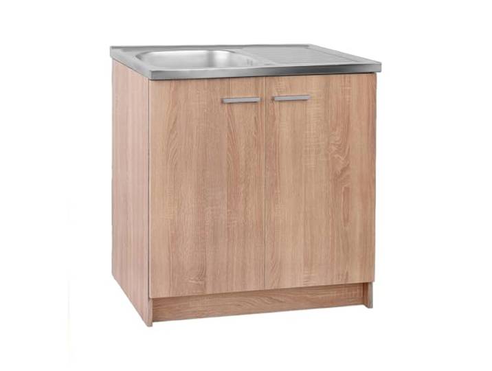 Stamar Spülenunterschrank Küchenschrank 80 cm Sonoma Eiche Spüle Edelstahl Set Standschrank 46cm Tiefe Ohne Armatur Siphon Personalisierbar