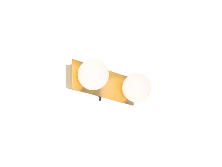 Applique murale dorée 28 cm IP44 2 lumières avec interrupteur -