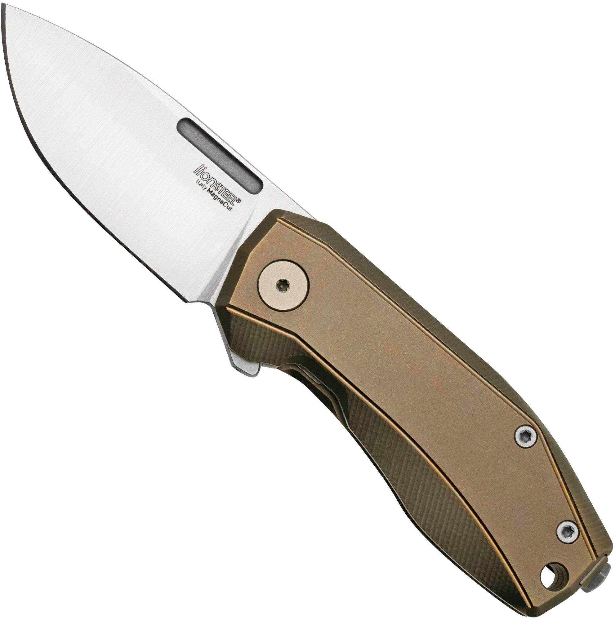 Lionsteel Nano NA01-BR Frame Lock, Magnacut, Bronze Titanium, coltello da tasca