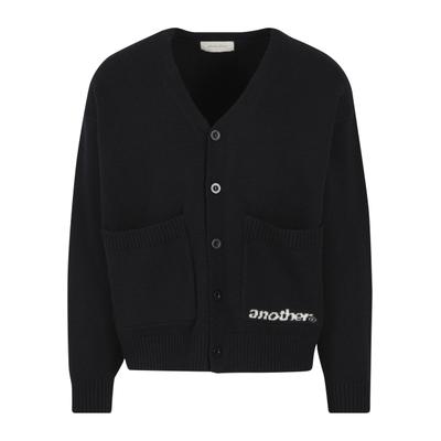 Strickjacke ANOTHER COTTON LAB "Another Cotton Lab Another Knit Cardigan", Herren, Gr. M, schwarz, 50% Baumwolle, 45% Polyester, 5% Elasthan, normal, V-Ausschnitt, Strickjacken Strickjacke