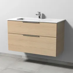 Sanipa 3way Waschtisch-Set mit Keramik-Waschtisch Design und Unterbau, Eiche-Nordic, UM48148 UM48148