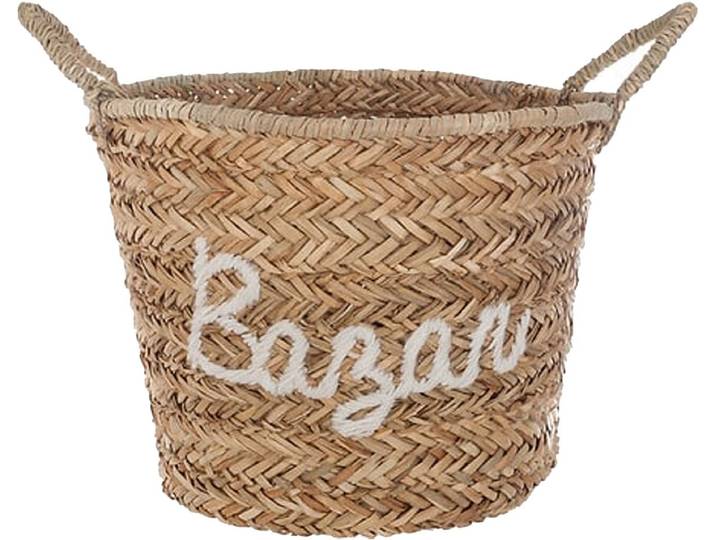Atmosphera Opbergmand Bazar - rond - riet - naturel - 40 x 36 cm - opvouwbaar - decoratie mand
