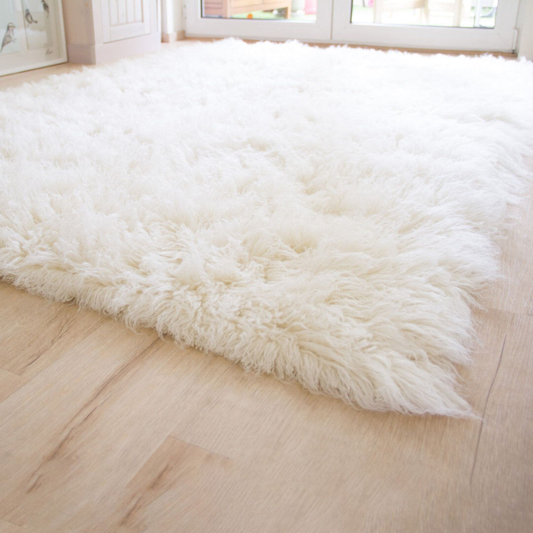 Isabelline Original Greek flokati Rug Sonia made of wool 2000 g/m² Natural Wool Rectangular 90 x 160cm