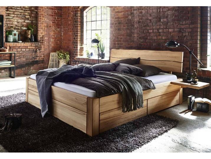Easy Sleep Schubkastenbett WE 6-1 in Kiefer massiv mit Baumkantenkopfteil – 3%-Vorkasse-Rabatt