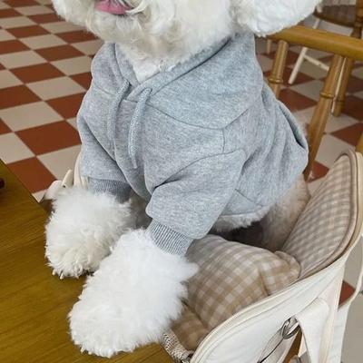 Uplifted Goods Winter Plush Hoodie For Dogs Warm Cozy Fashion Hoodie For Cold Weather grey xs