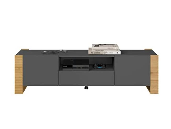 BIM Furniture TV Stand NUNKI II 180 cm Lowboard Schrank TV Tisch Sideboard Kommode Graphit/Artisan Eiche