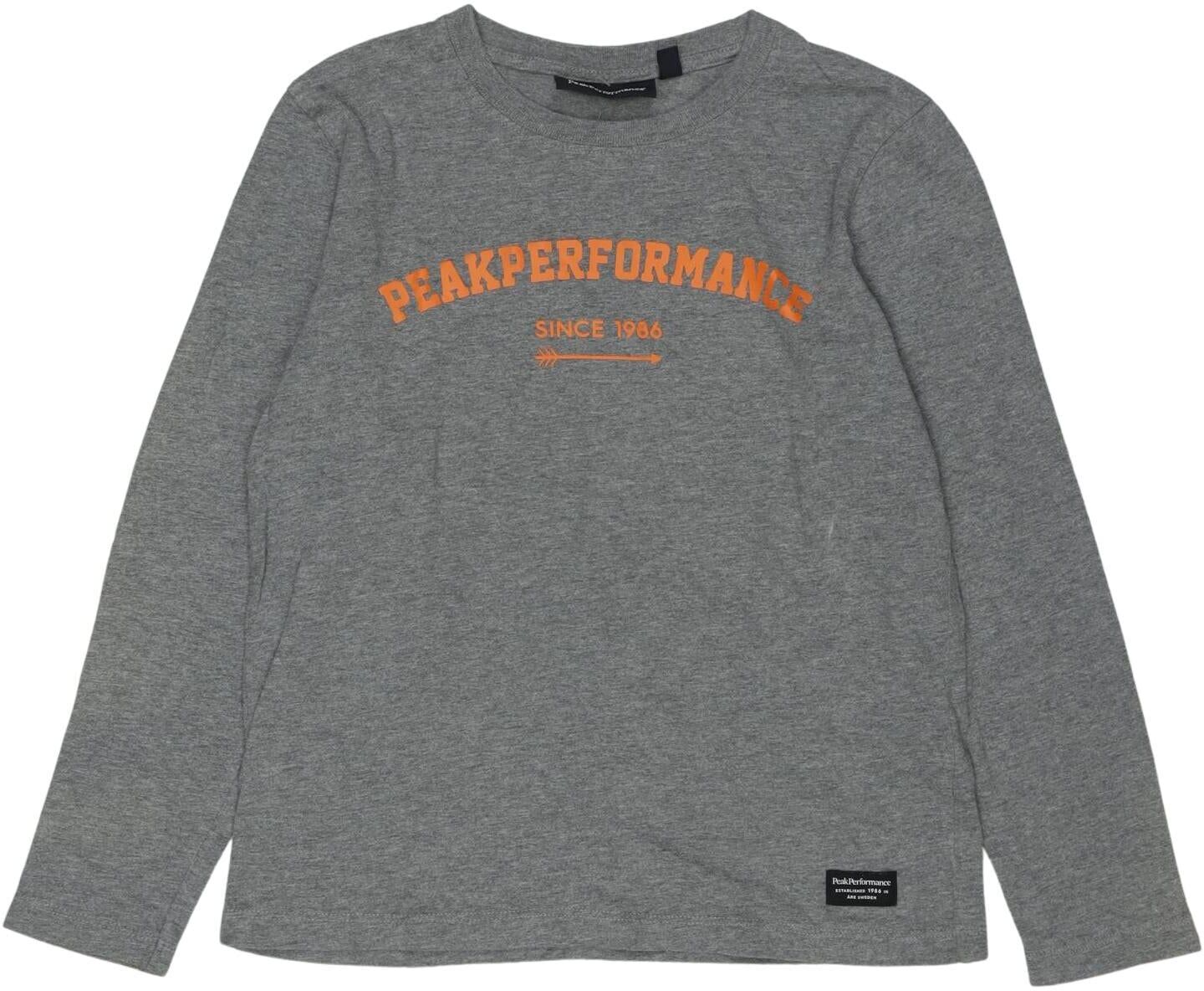 Peak Performance Jungen Langarmshirt, Grau, Gr. EU 140, Baumwolle - Second Hand