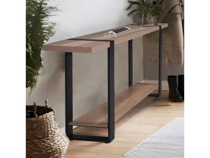 Console SINTRA 120X30 cm / Décor Chêne blanchi et métal noir