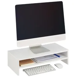 Relaxdays Monitorständer mit Zusatzablage Weiß