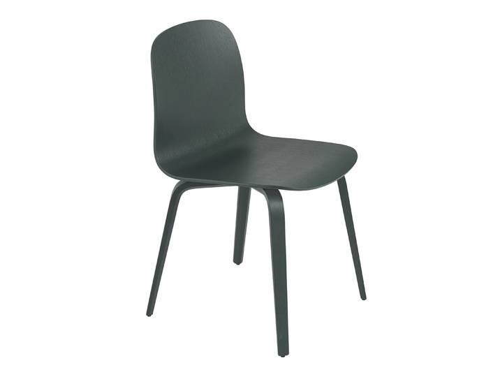 Muuto Visu Stuhl mit Holzgestell Dark green