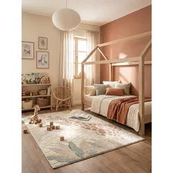 Kinderteppich Kurzflor Creme 80x150 cm - VELT   Kadima Design