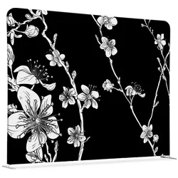 SHOWDOWN Displays Showdown Textil Raumteiler Basic - 200-150 Doppel Abstrakte Japanische Kirschblüte - Schwarz - Silberner Rahmen