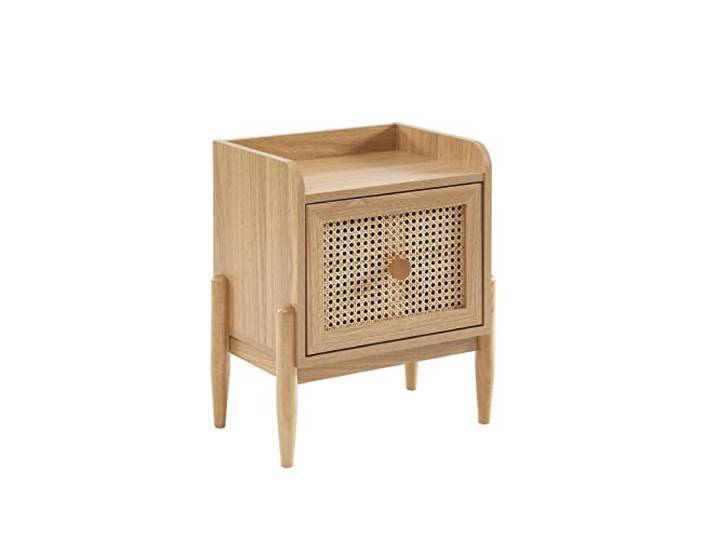 BAÏTA Table de Chevet Enfant Pablo Effet chêne et cannage rotin