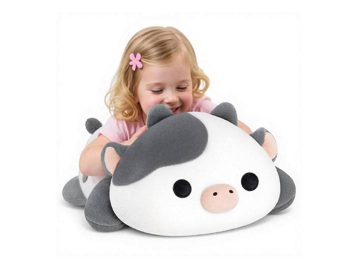 LuxusKollektion Kuscheltier Plüschkissen Kuh Squishy Kinder Mädchen Graue und Weiße Kühe 51 CM