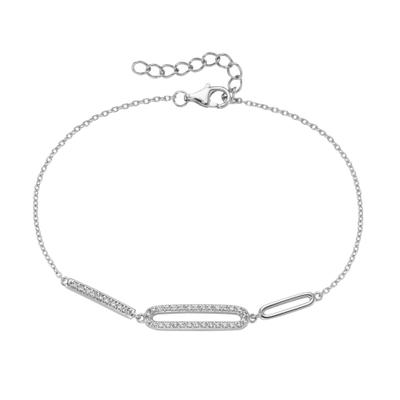 Armband FIRETTI "Schmuck Geschenk Silber 925 Armschmuck Armkette Zwischenteil oval", silber (silberfarben, kristallweiß, kristallweiß), Armbänder, Damen, 21cm, Silber 925 (Sterlingsilber), Armband, mit Zirkonia (synth.)