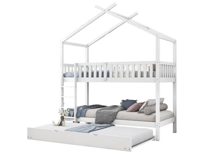 Flieks Hausbett 90x200 Kinderbett Ausziehbar Platzsparend Weiß, 90x200 cm, Babymöbel & Kindermöbel, Kinderzimmer & Jugendzimmer, Kinderbetten, Spielbetten